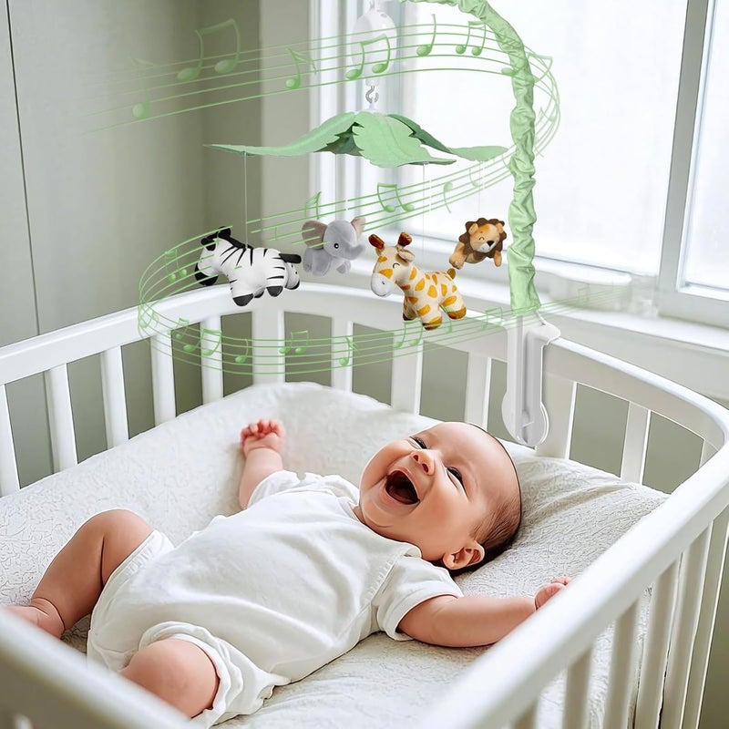 FEISIKE Jungle Safari Baby Crib Mobile with 35 Soothing Lullabies & 3 Modes - Adjustable Nursery Mobiles for Boys & Girls, Animal-Themed Nursery Decor Musical Mobile for Crib or Bassinet - Image 5